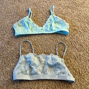 Aerie Light Blue Lace Bralette Set